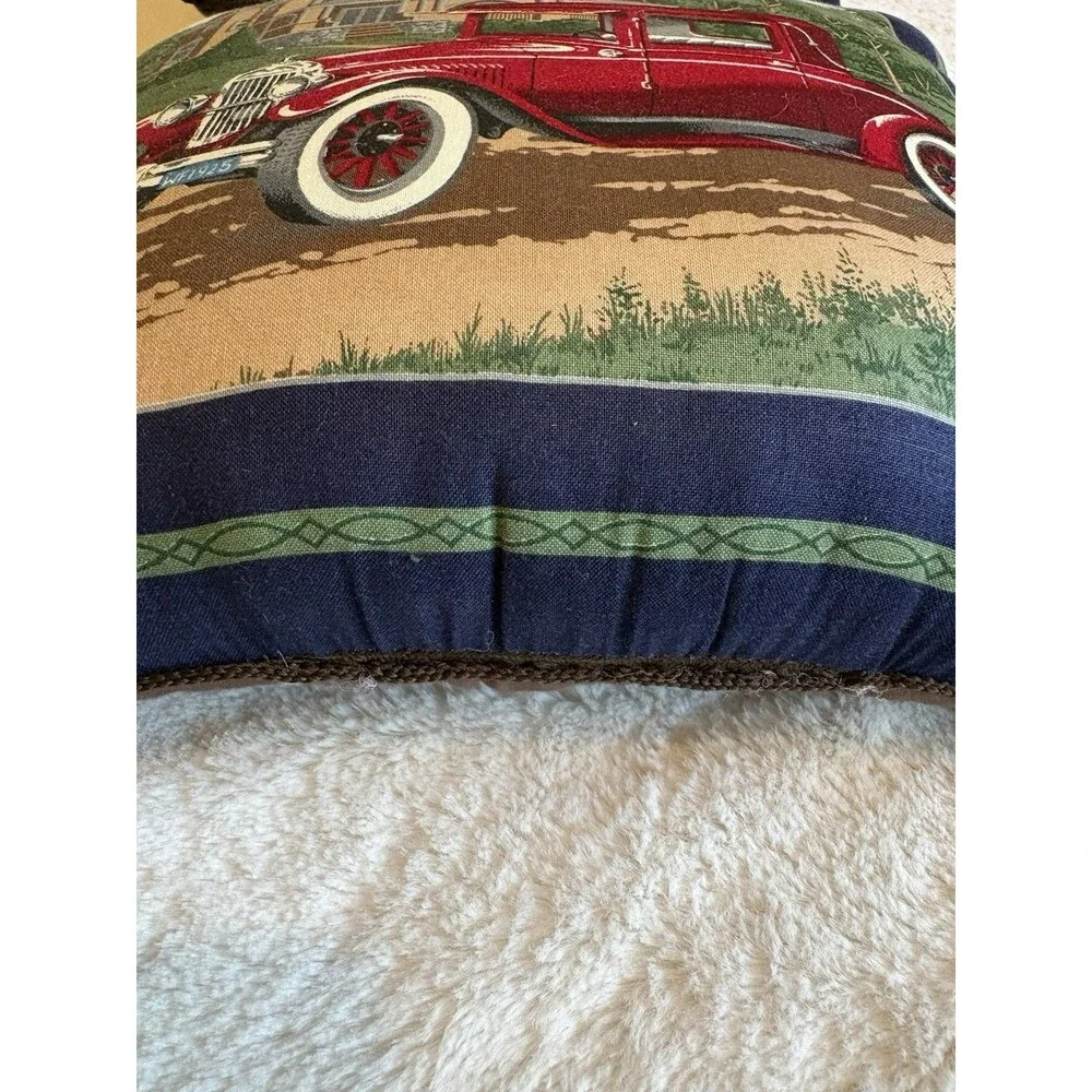 Vintage Handmade Quilted Vintage Antique Cars Throw Blanket and Pillows 42x50